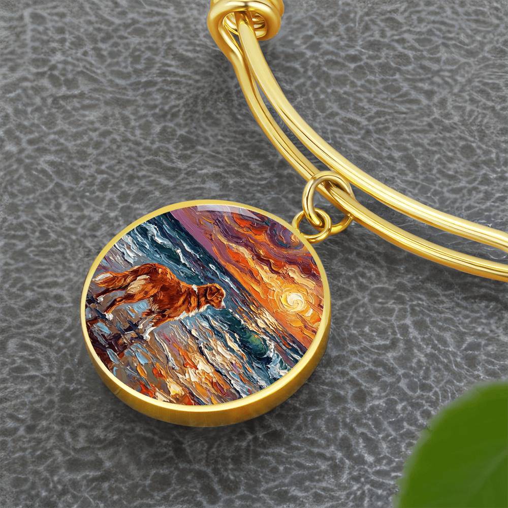 Beach Days - Nova Scotia Duck Tolling Retriever Round Charm Bracelet