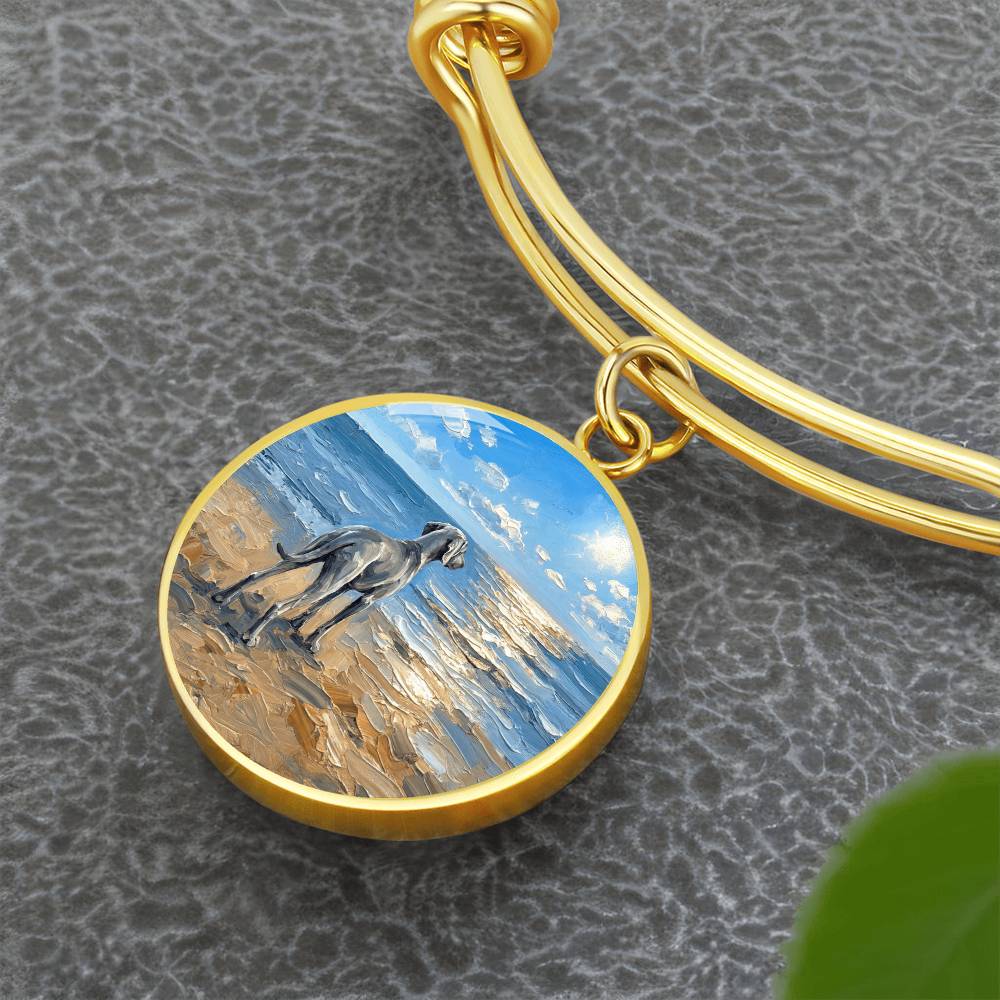 Beach Day - Weimaraner Round Charm Bracelet