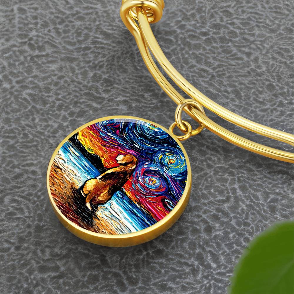 Beach Night - Beagle Round Charm Bracelet
