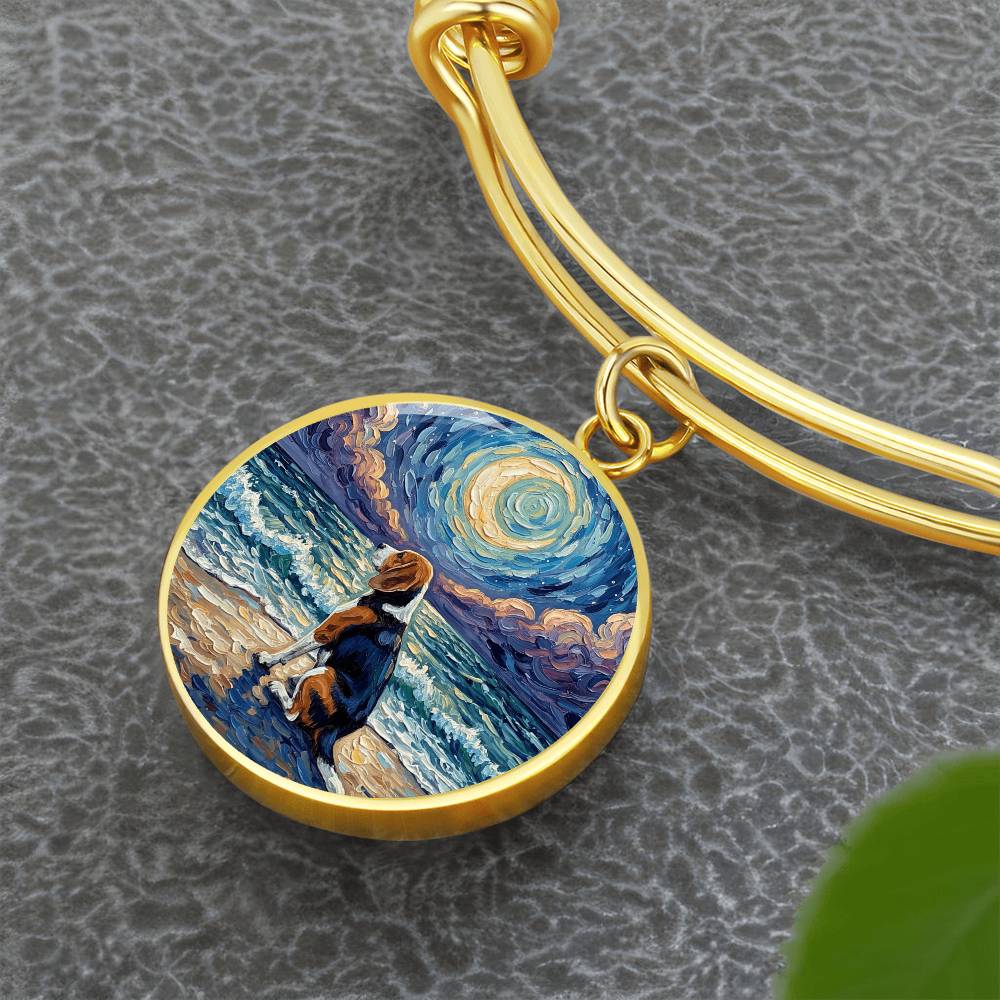 Beach Night - Beagle Round Charm Bracelet