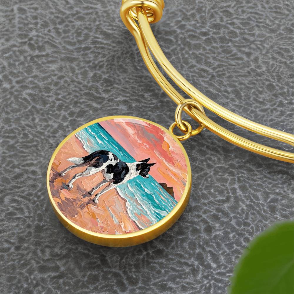 Beach Day - Canaan Dog Round Charm Bracelet