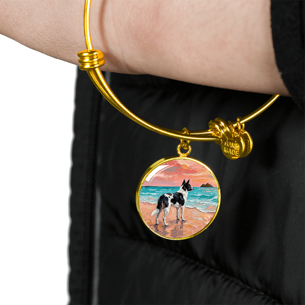 Beach Day - Canaan Dog Round Charm Bracelet