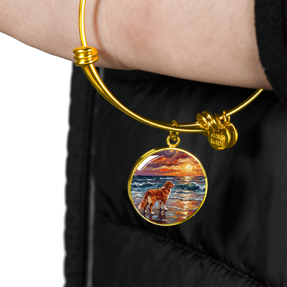 Beach Days - Nova Scotia Duck Tolling Retriever Round Charm Bracelet