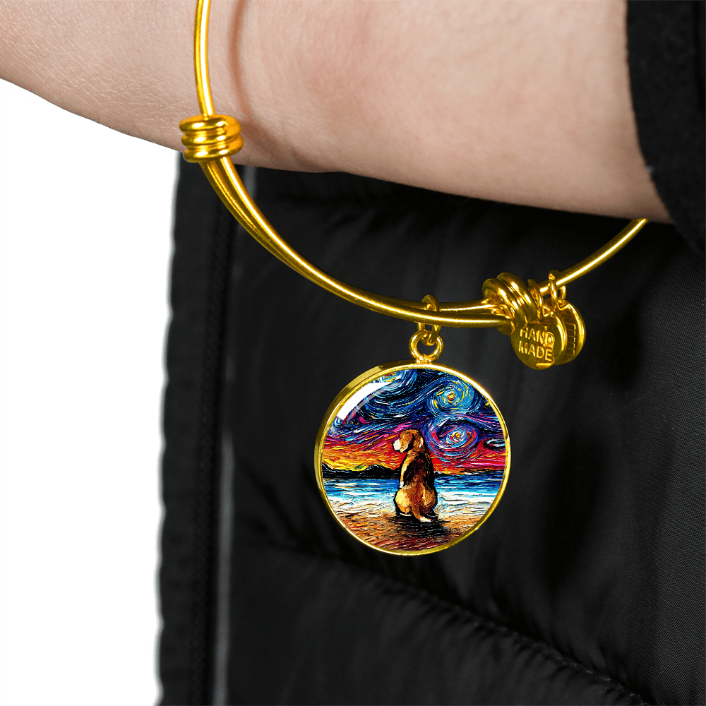 Beach Night - Beagle Round Charm Bracelet