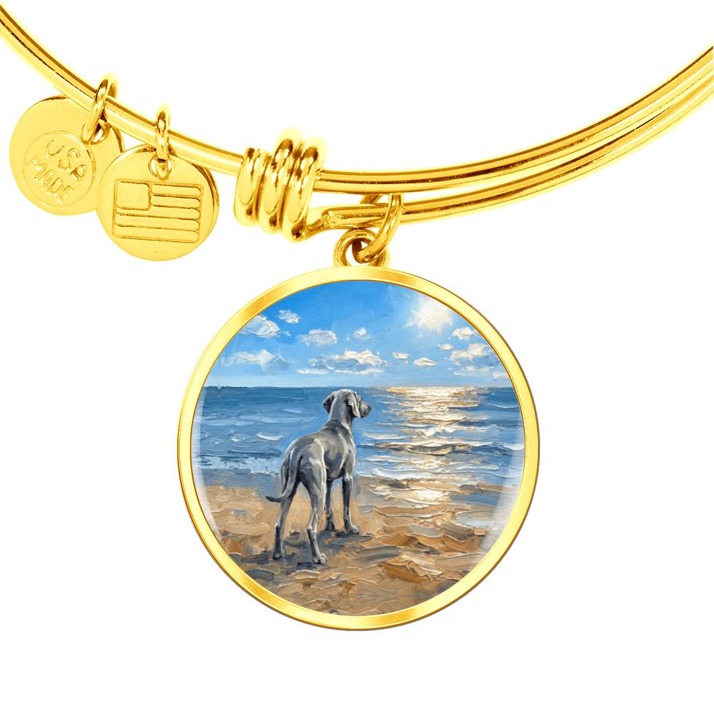 Beach Day - Weimaraner Round Charm Bracelet