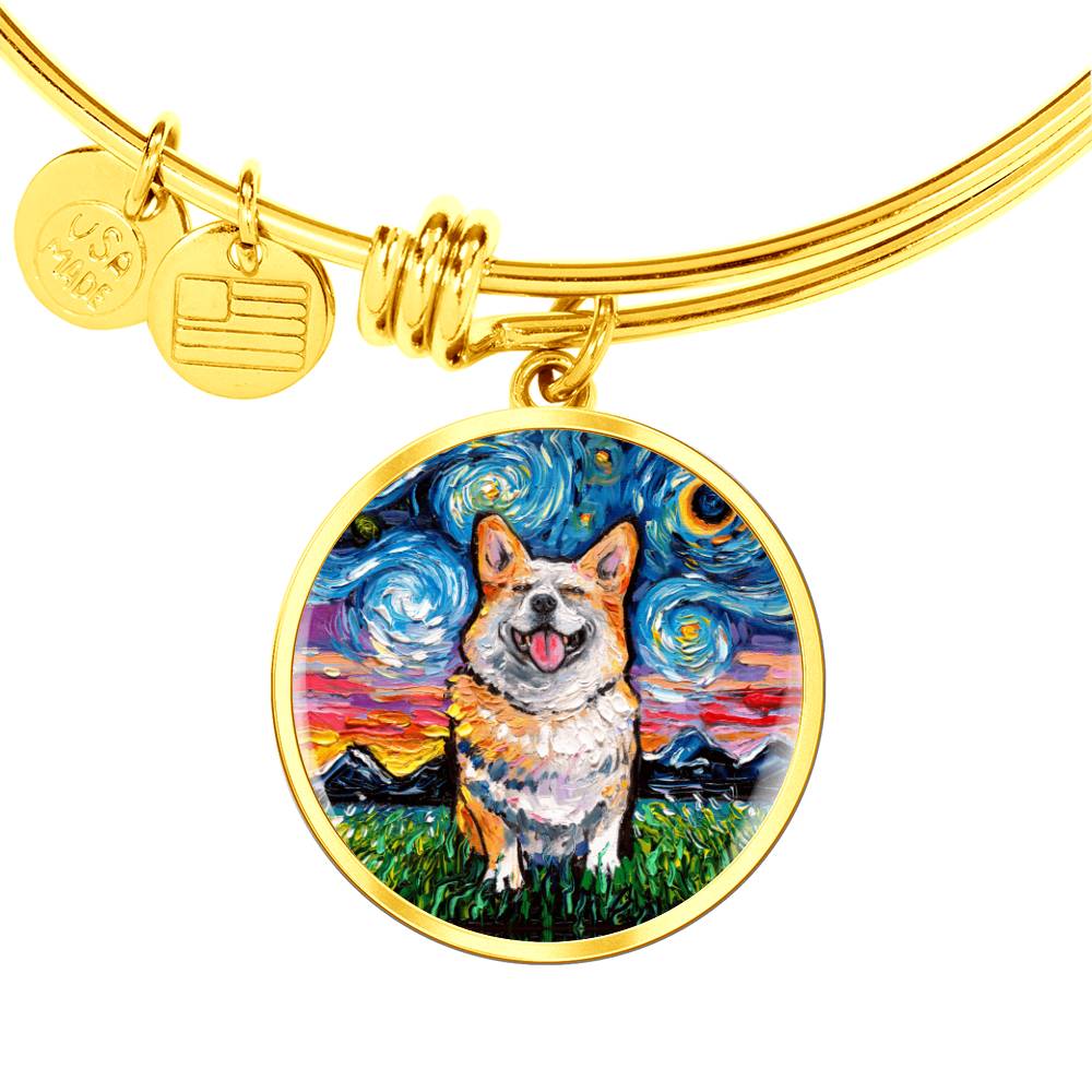 Smiling Corgi Round Charm Bracelet
