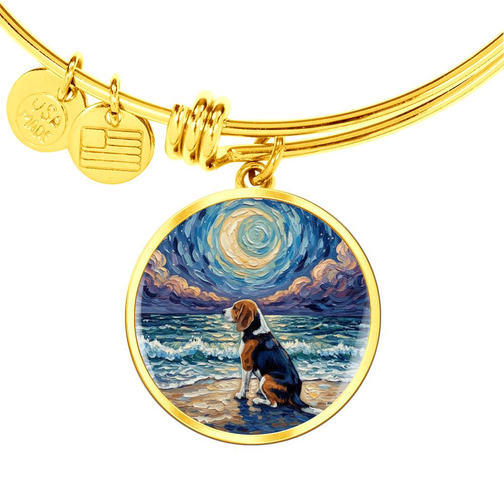 Beach Night - Beagle Round Charm Bracelet