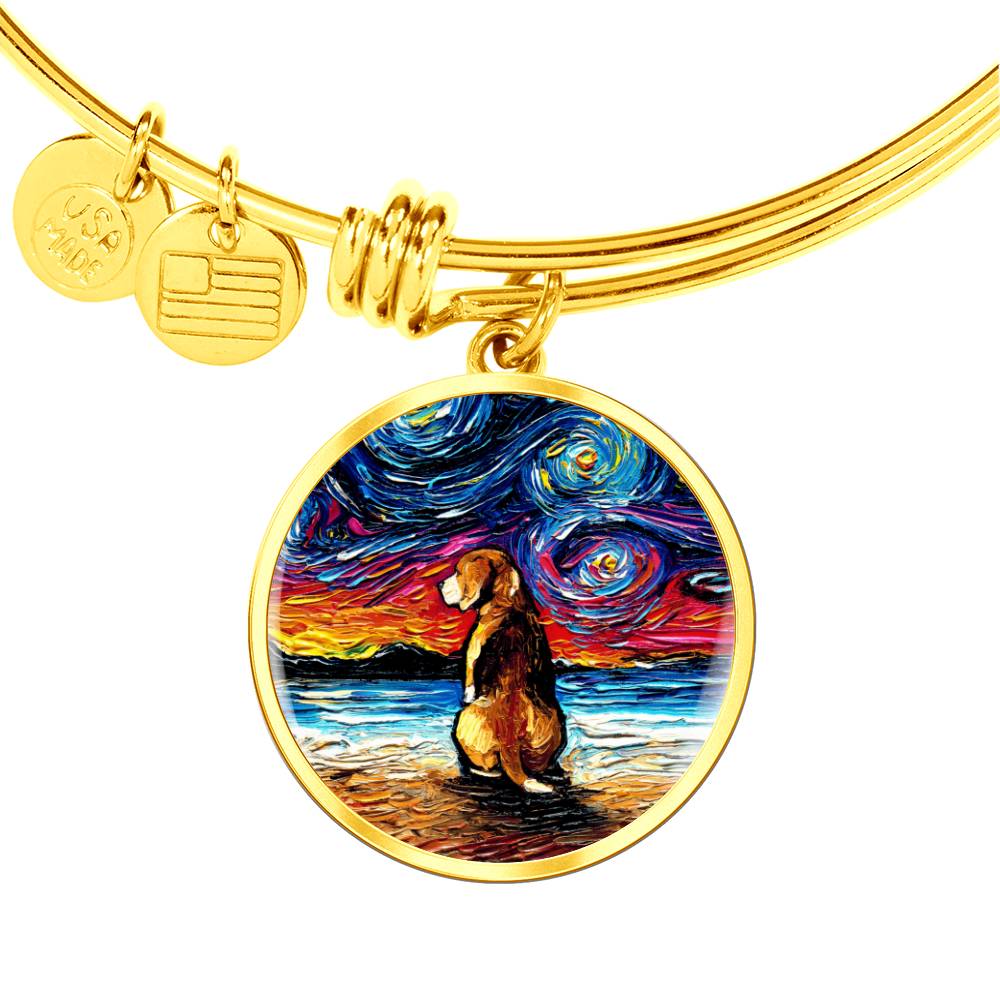 Beach Night - Beagle Round Charm Bracelet