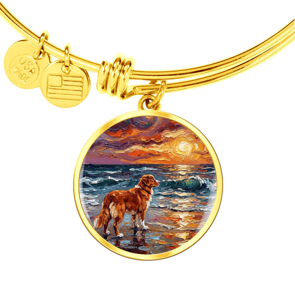 Beach Days - Nova Scotia Duck Tolling Retriever Round Charm Bracelet
