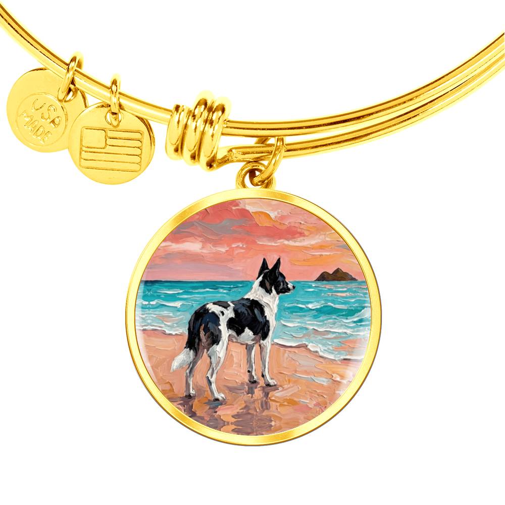 Beach Day - Canaan Dog Round Charm Bracelet