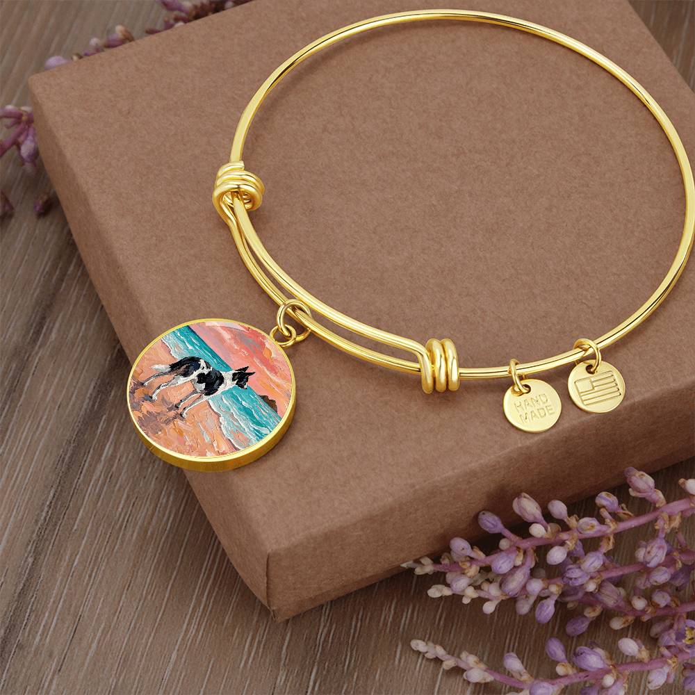 Beach Day - Canaan Dog Round Charm Bracelet