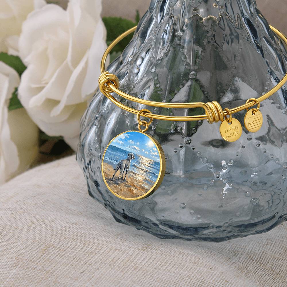 Beach Day - Weimaraner Round Charm Bracelet