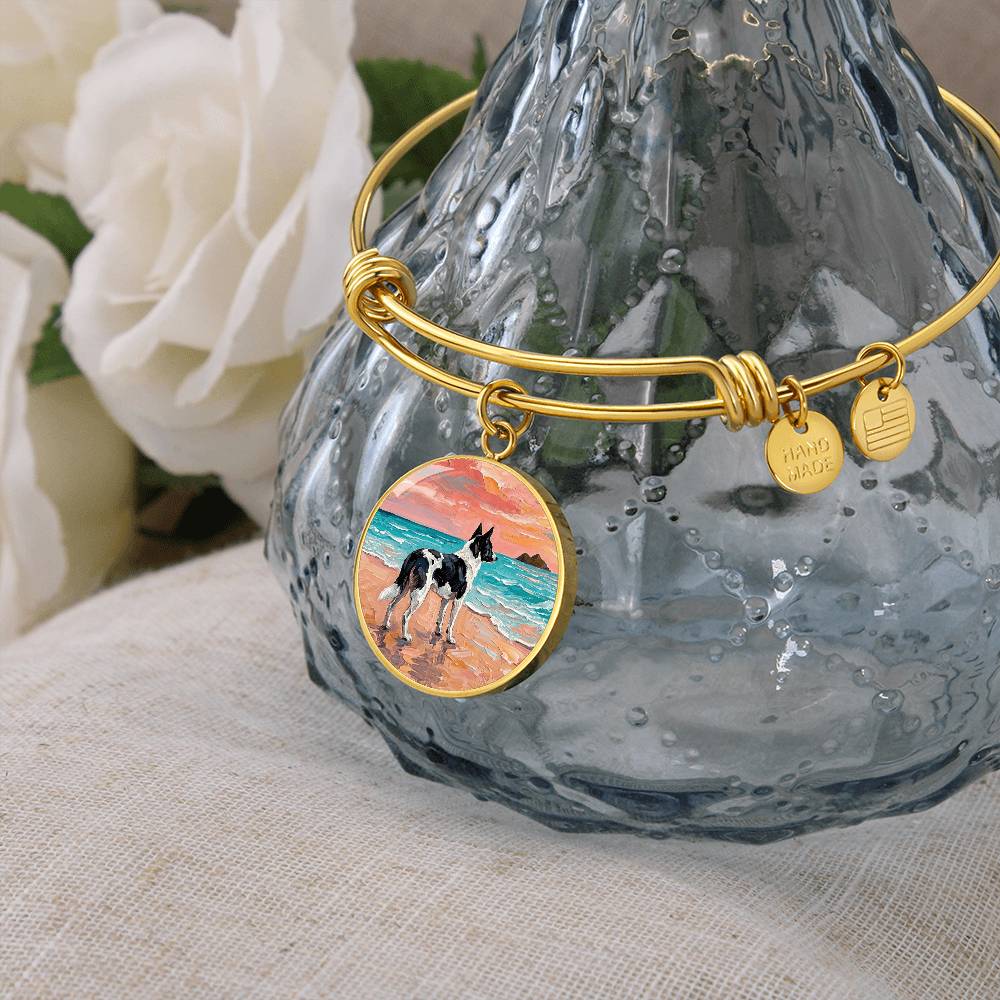 Beach Day - Canaan Dog Round Charm Bracelet