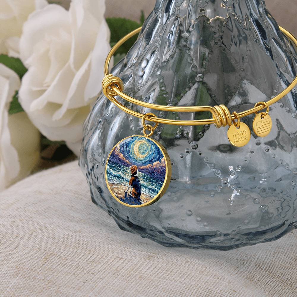 Beach Night - Beagle Round Charm Bracelet
