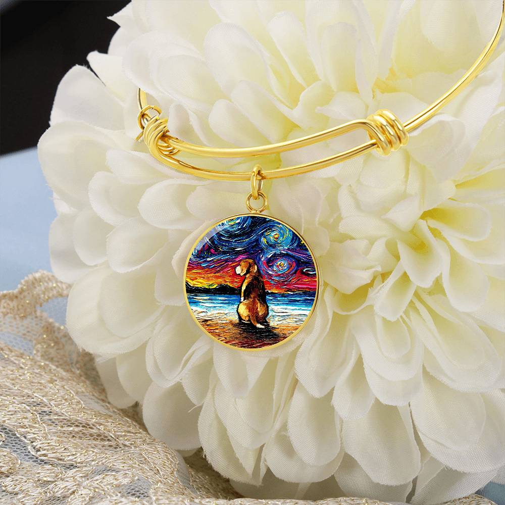 Beach Night - Beagle Round Charm Bracelet