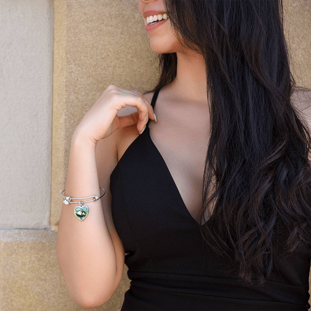 Sweet Dreams Starry Night Heart Bangle Bracelet