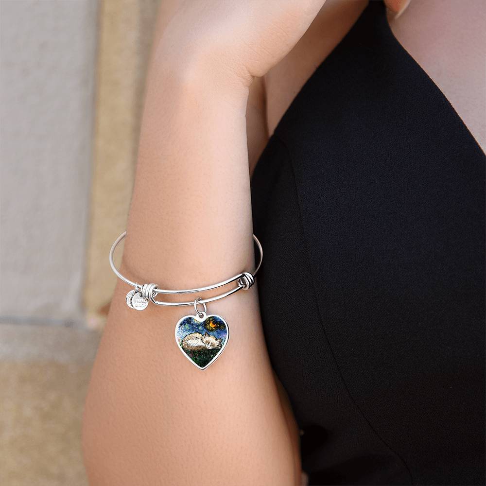 Ragdoll Kitten Starry Night Heart Bangle