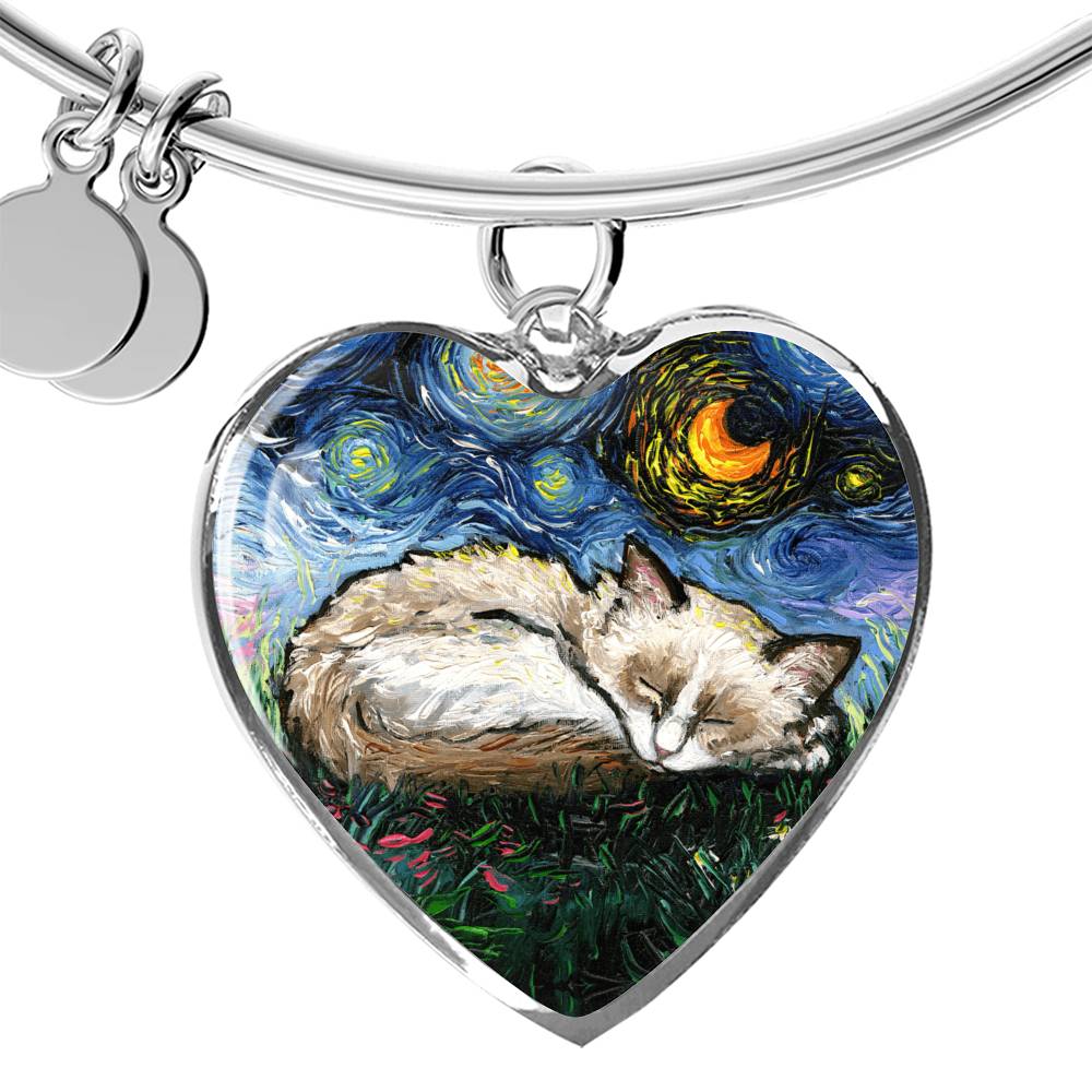 Ragdoll Kitten Starry Night Heart Bangle