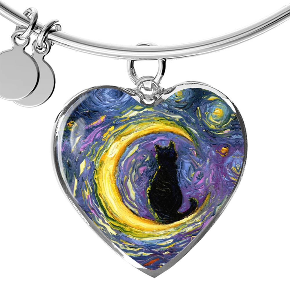 Luna Starry Night Heart Bangle Bracelet