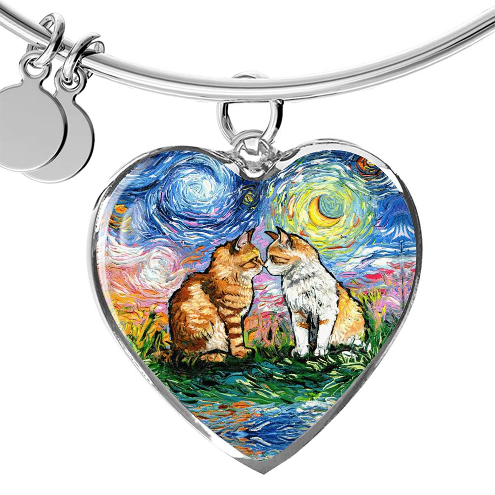 Cherished Starry Night Heart Bangle Bracelet