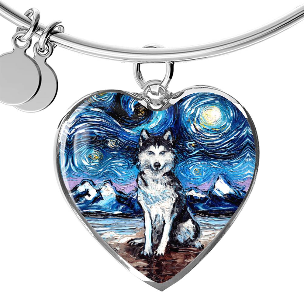 Husky Starry Night Heart Bangle