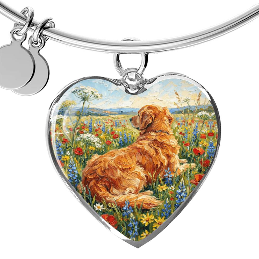 Amongst The Flowers - Golden Retriever Heart Bracelet