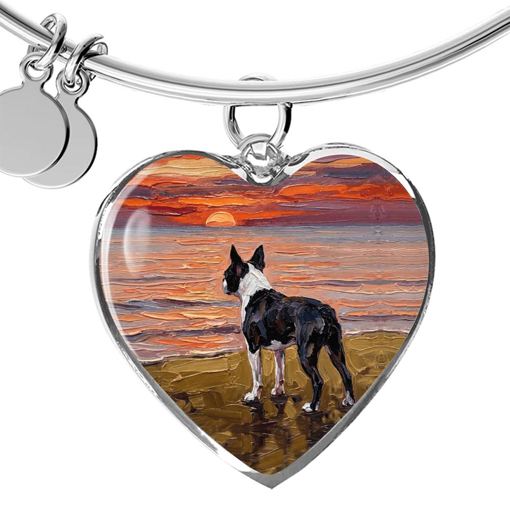 Beach Night - Boston Terrier Heart Bracelet