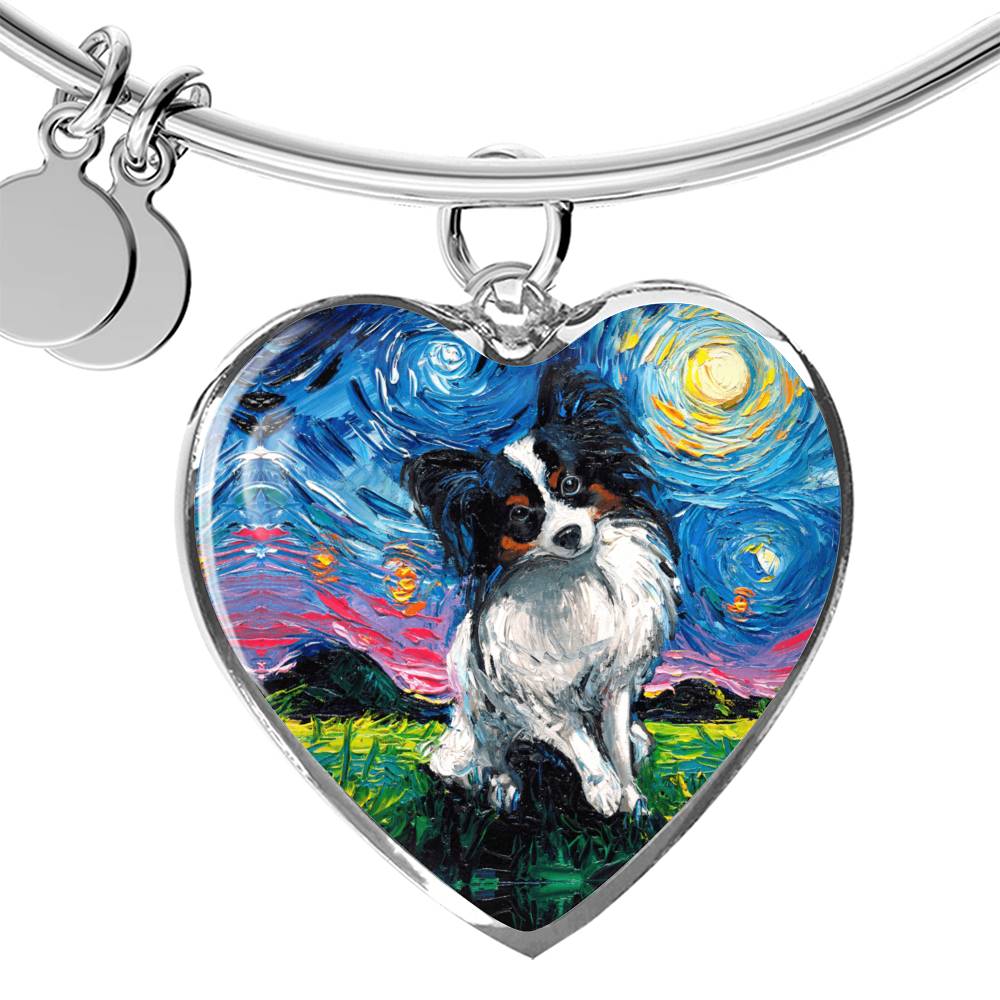 Papillon Starry Night Heart Bangle Bracelet