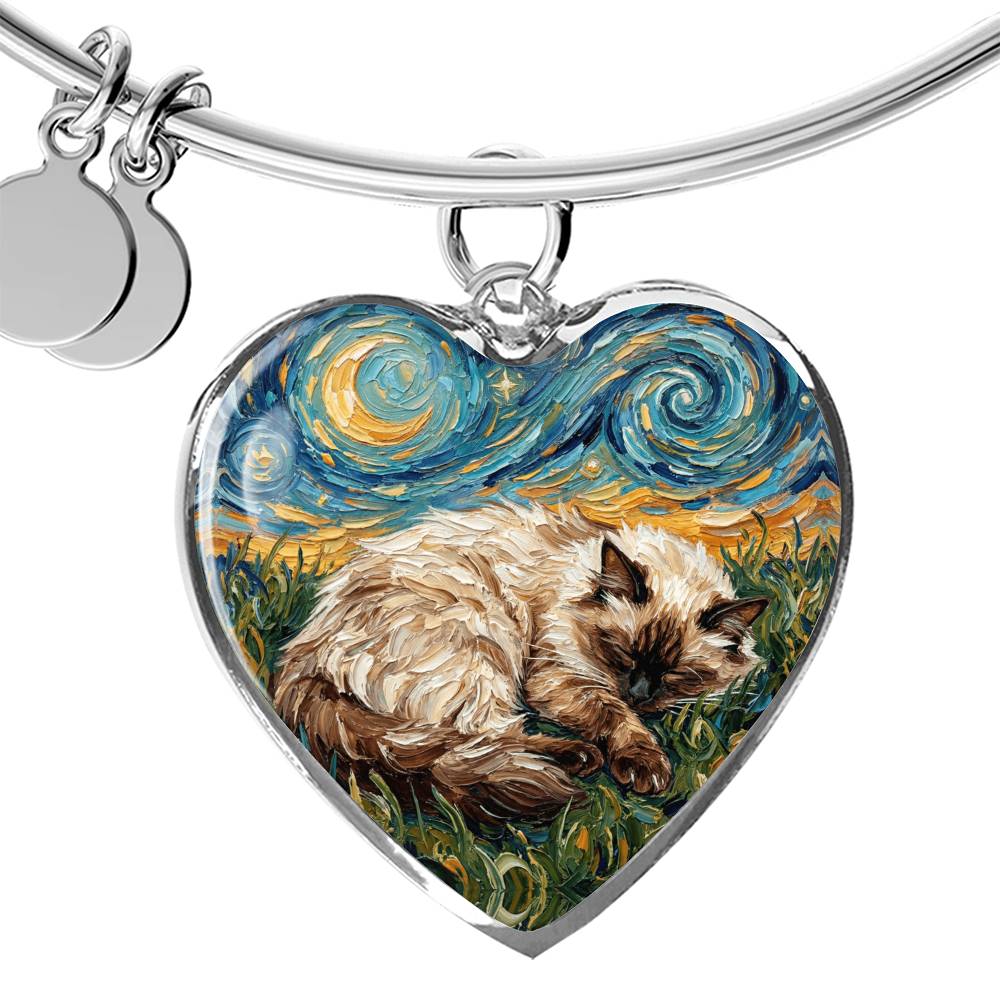 Sleepy Birman Heart Bracelet