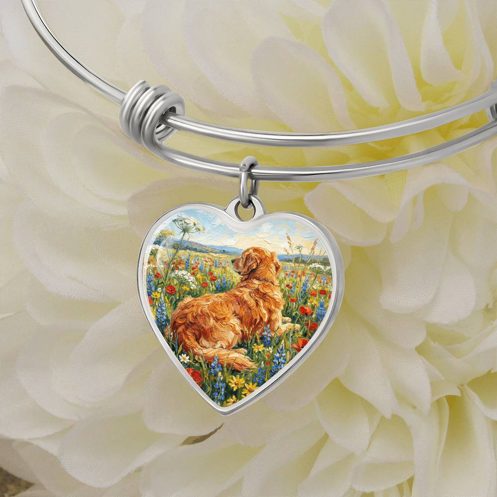 Amongst The Flowers - Golden Retriever Heart Bracelet