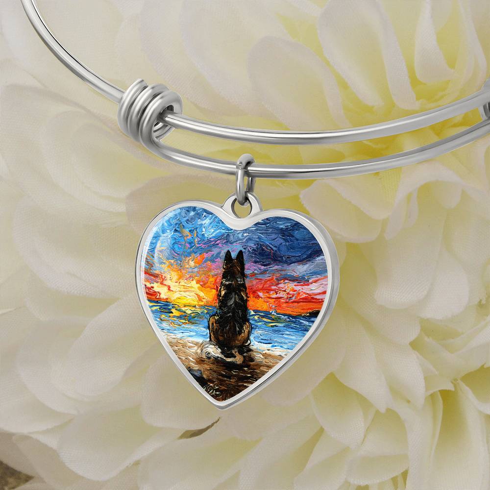 Beach Days - German Shepherd Heart Bangle Bracelet