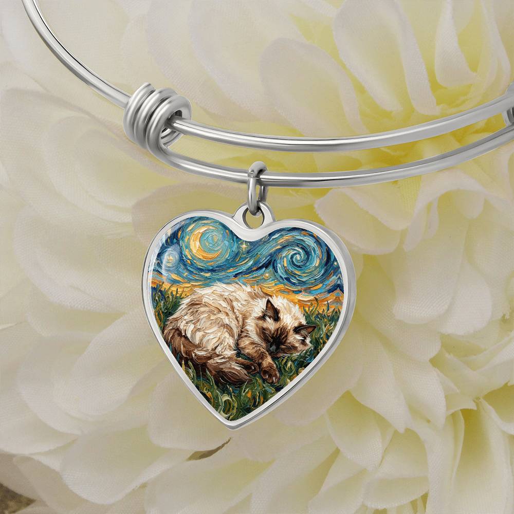 Sleepy Birman Heart Bracelet