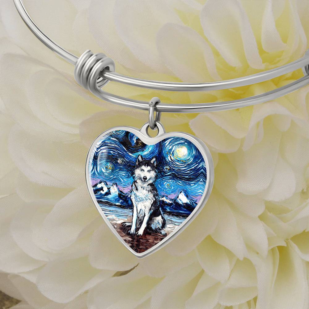 Husky Starry Night Heart Bangle