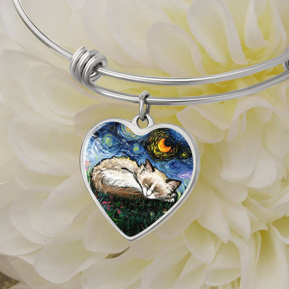 Ragdoll Kitten Starry Night Heart Bangle