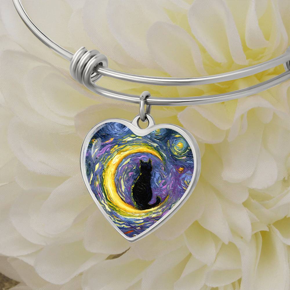 Luna Starry Night Heart Bangle Bracelet