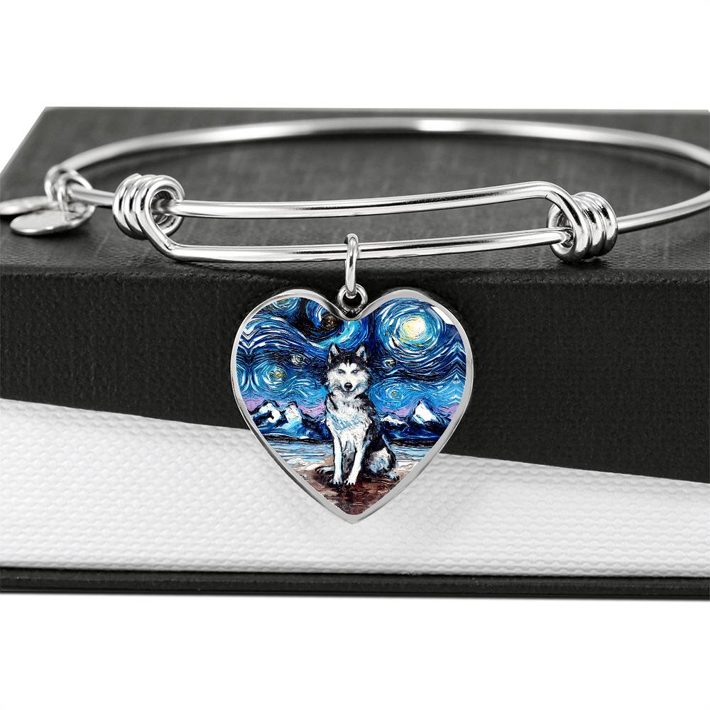 Husky Starry Night Heart Bangle