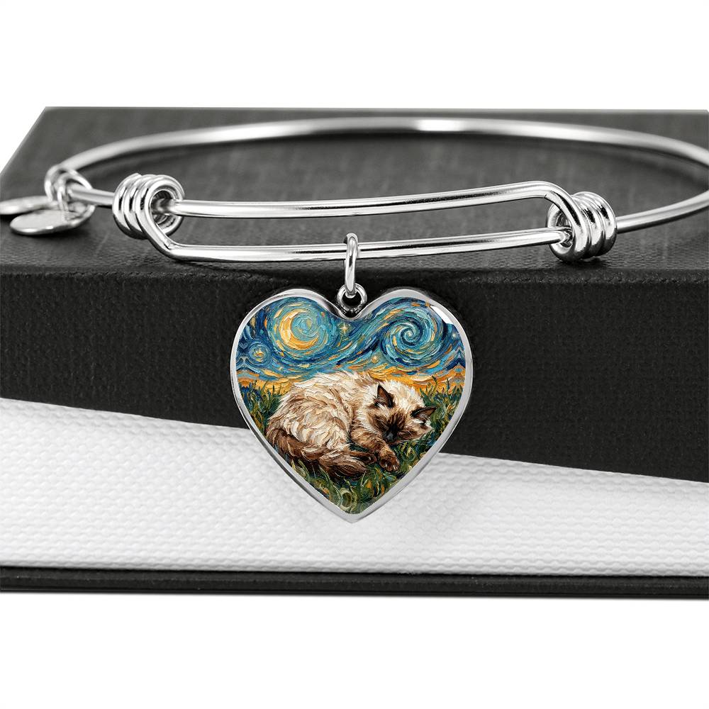 Sleepy Birman Heart Bracelet