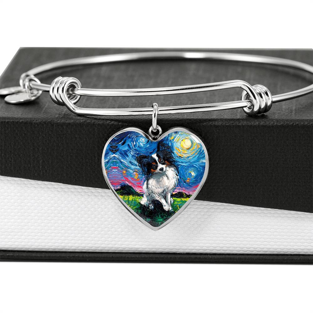 Papillon Starry Night Heart Bangle Bracelet