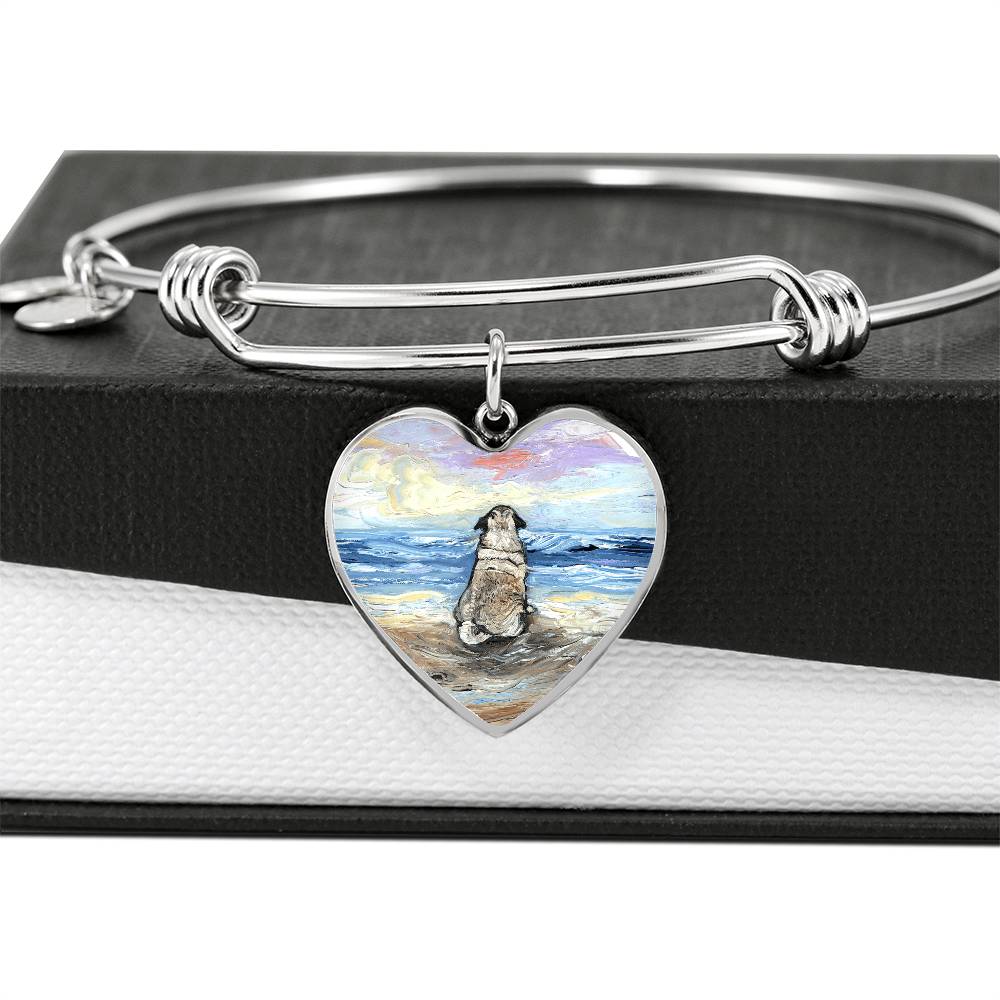 Beach Days - Pug Heart Bangle Bracelet