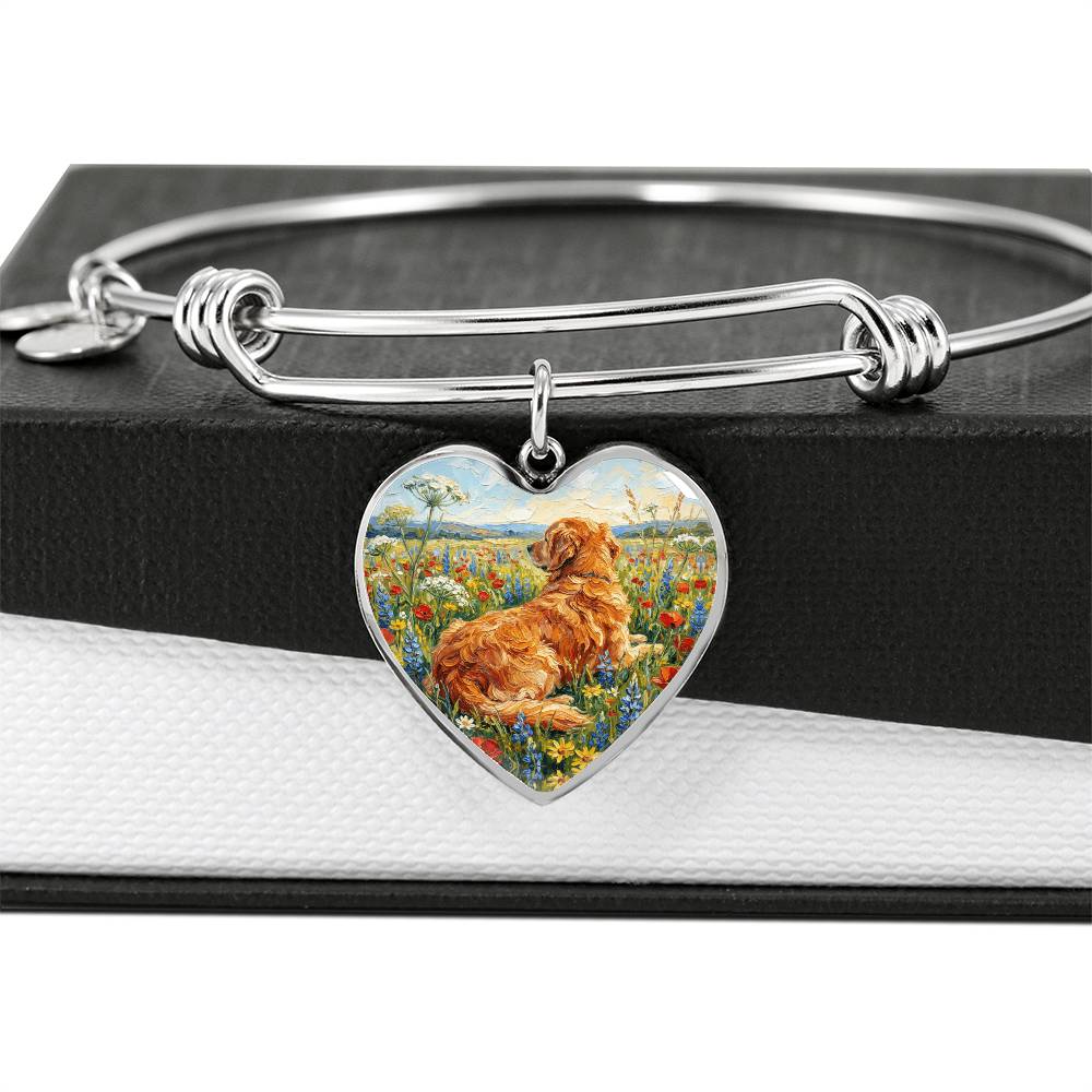 Amongst The Flowers - Golden Retriever Heart Bracelet