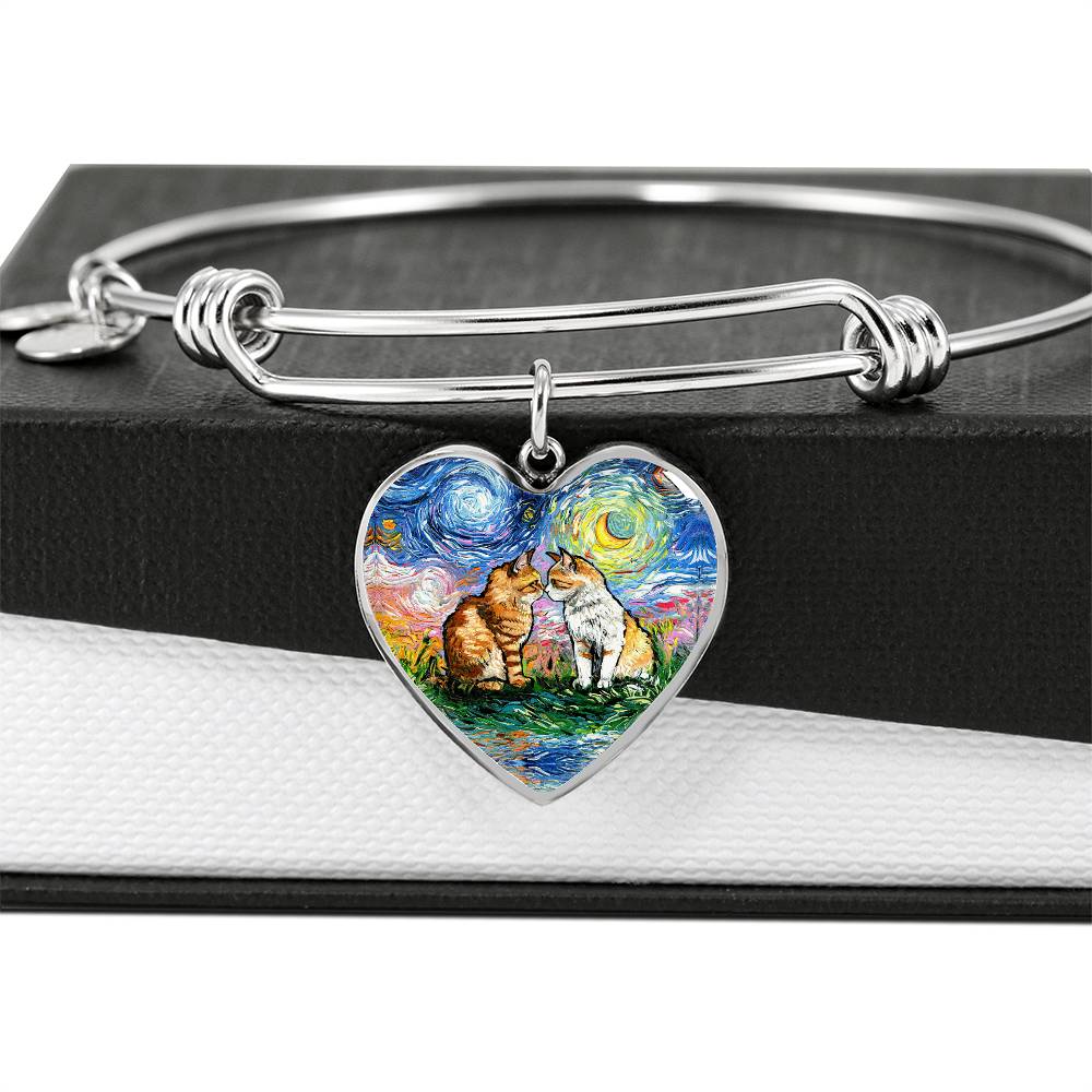 Cherished Starry Night Heart Bangle Bracelet