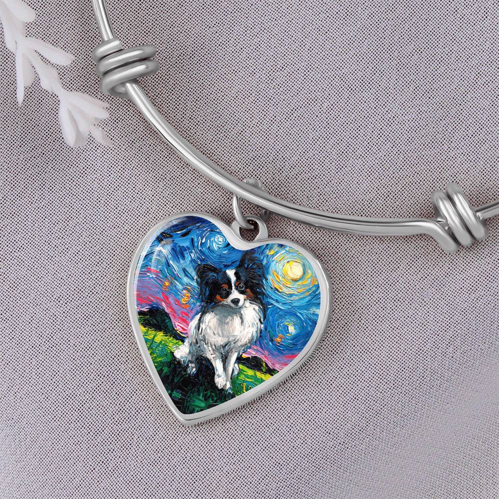 Papillon Starry Night Heart Bangle Bracelet