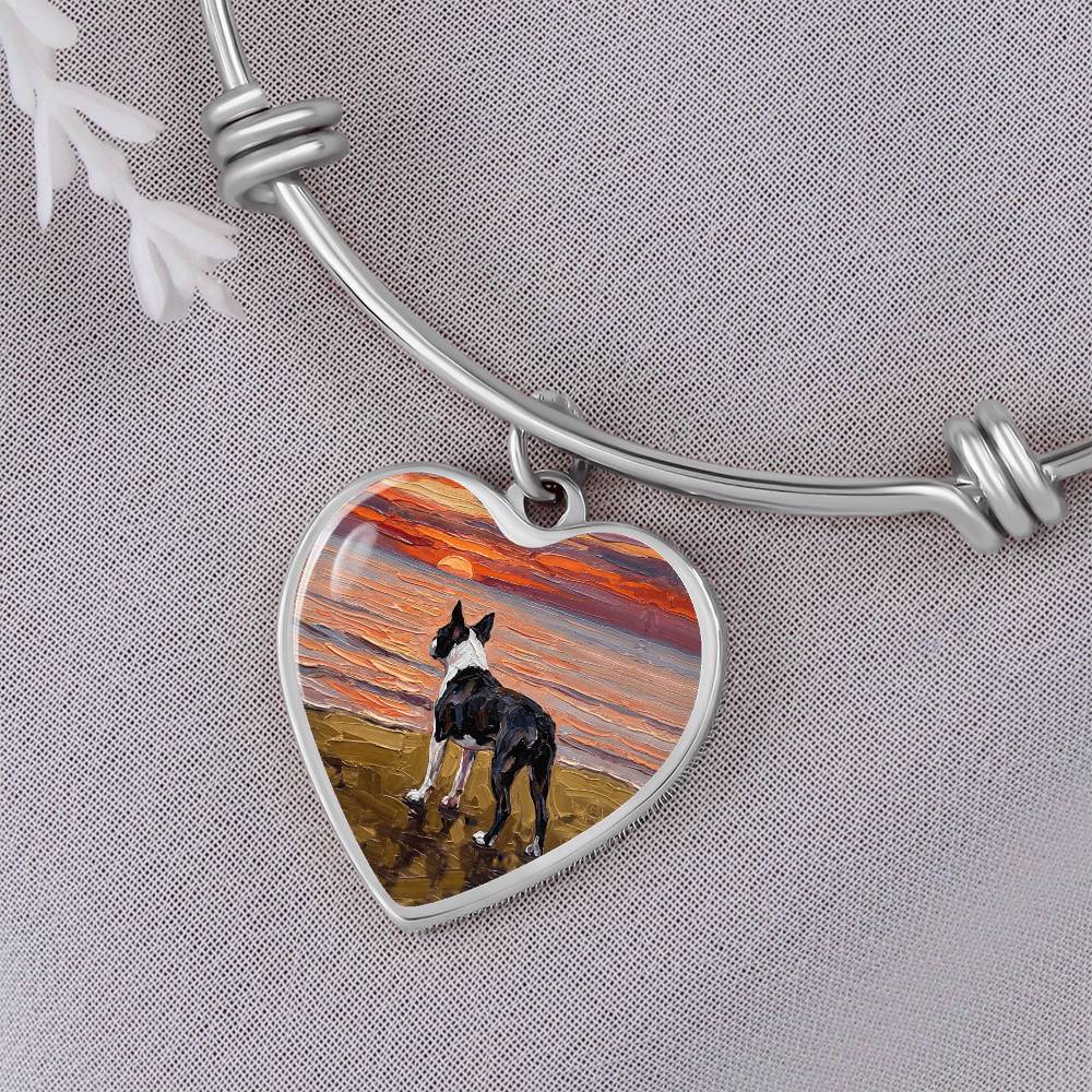 Beach Night - Boston Terrier Heart Bracelet