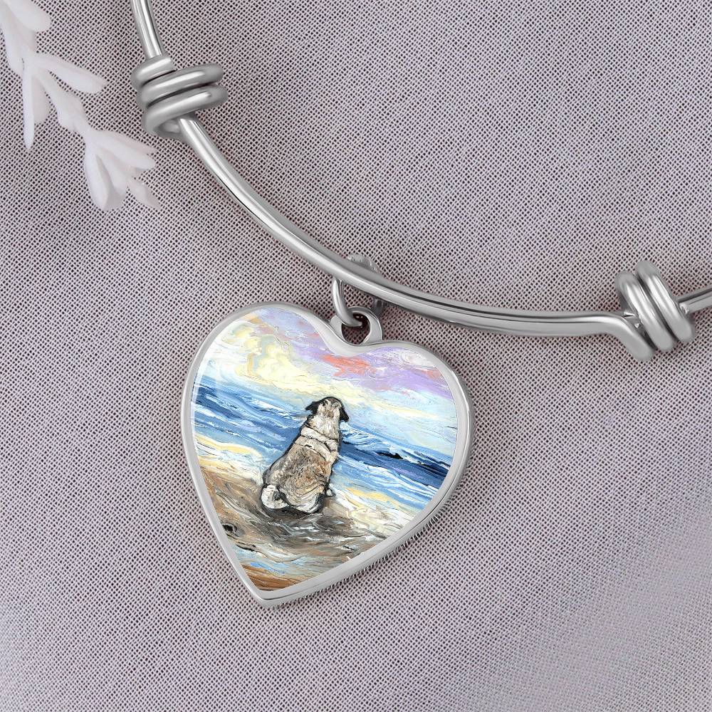 Beach Days - Pug Heart Bangle Bracelet