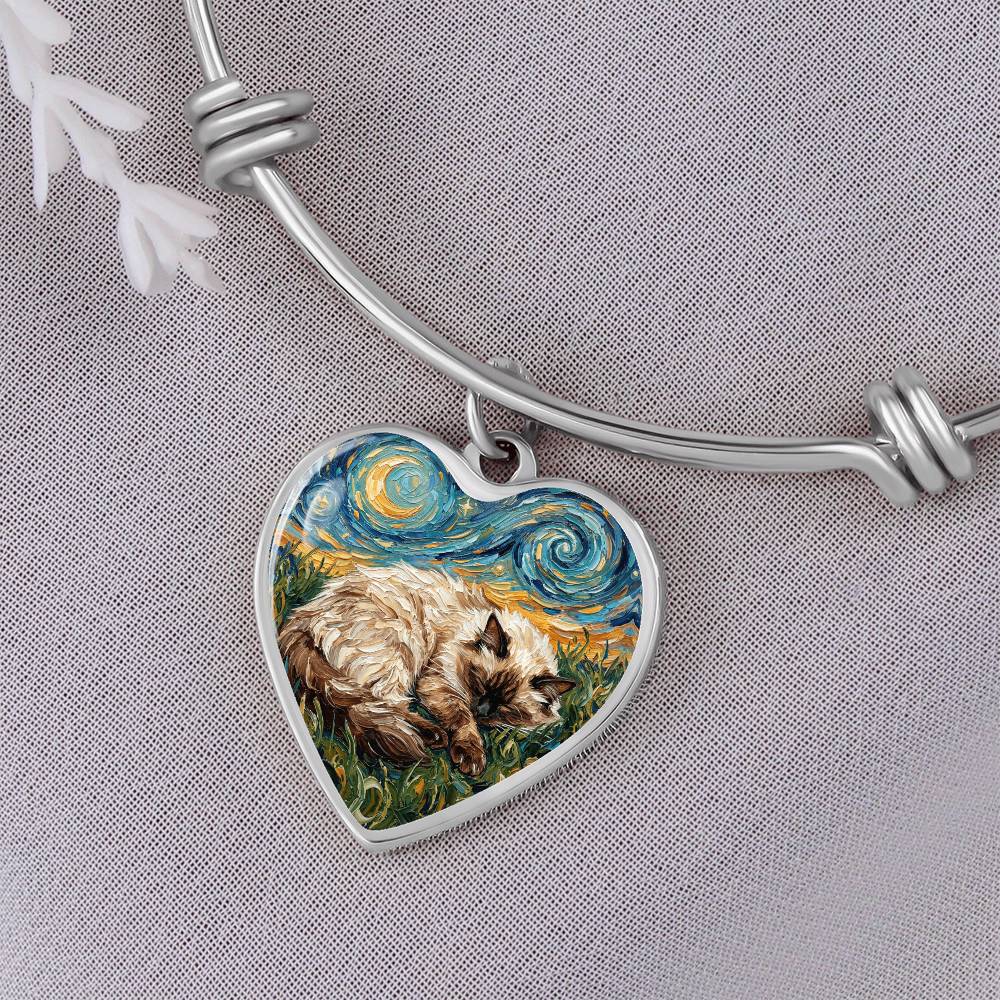 Sleepy Birman Heart Bracelet