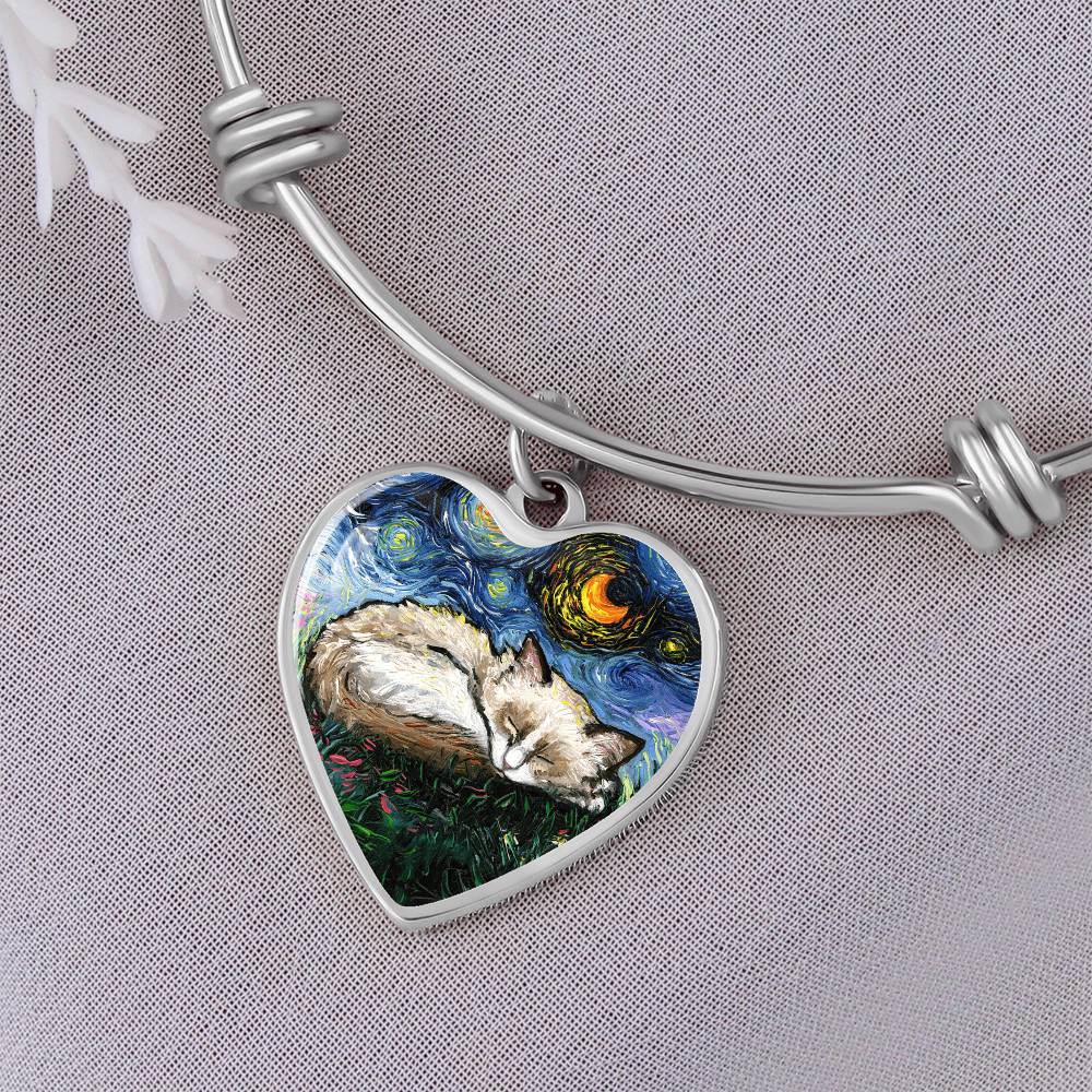 Ragdoll Kitten Starry Night Heart Bangle