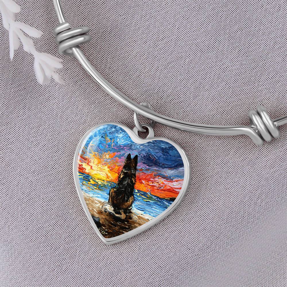 Beach Days - German Shepherd Heart Bangle Bracelet