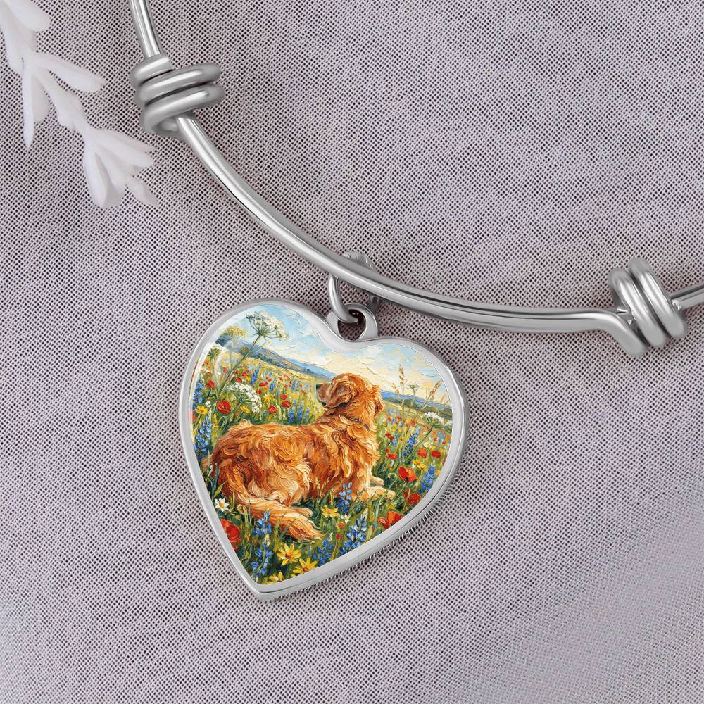 Amongst The Flowers - Golden Retriever Heart Bracelet