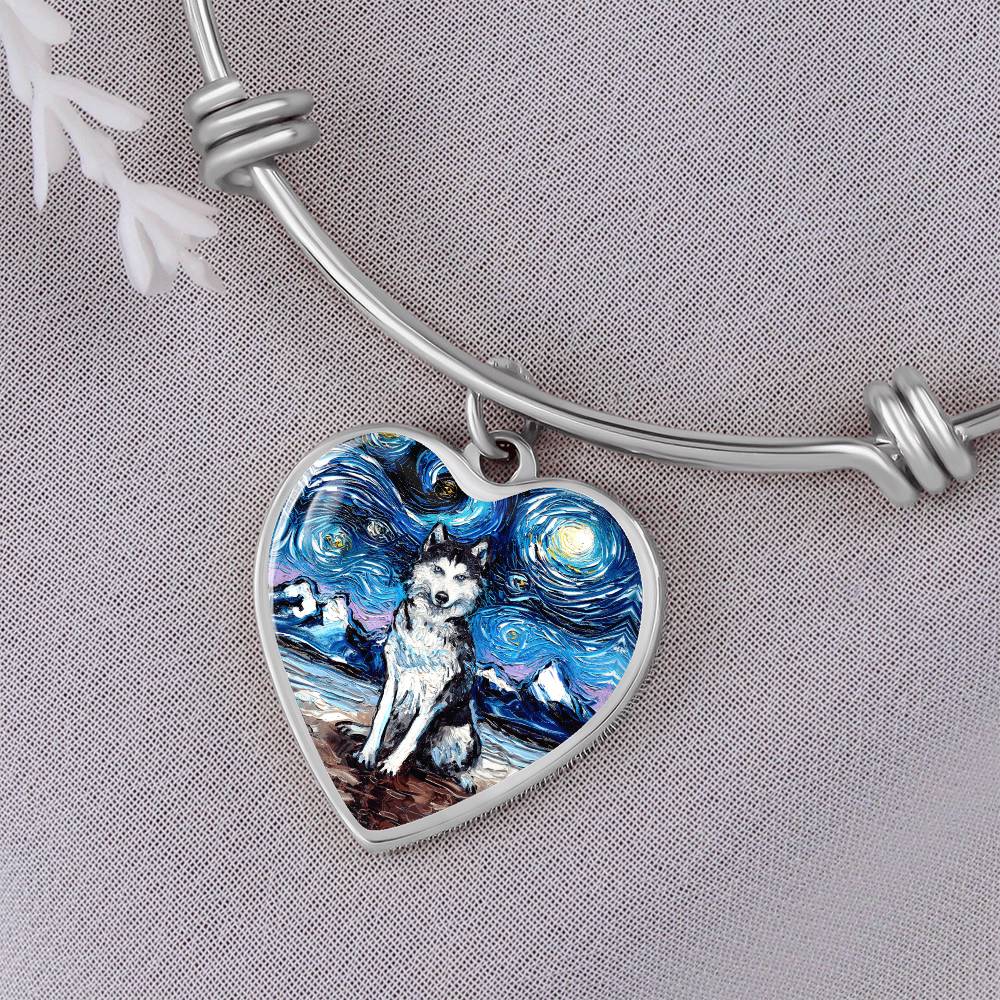 Husky Starry Night Heart Bangle