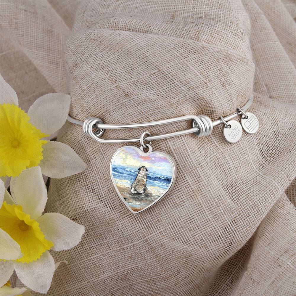 Beach Days - Pug Heart Bangle Bracelet